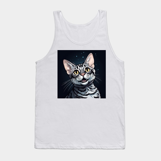 Happy Smiling Egyptian Mau Cat Portrait Tank Top by designs4days